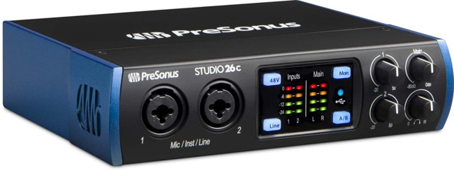 PreSonus Studio 26c 2x4, 192 kHz, USB-C Audio Interface, 2 Mic Pres-4 Line Outs