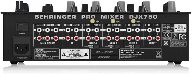 Behringer Pro Mixer DJX750 Professional 5-Channel DJ Mixer backside