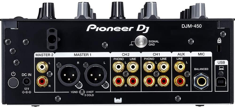 Pioneer DJ DJM-450 beginner dj mixer backside