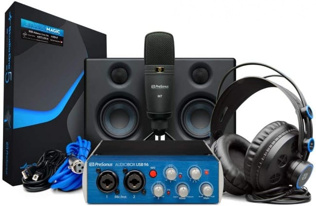 PreSonus AudioBox Studio Ultimate Bundle Complete Recording Kit with Studio Monitors and Studio One Artist and Ableton Live Lite DAW Recording Software