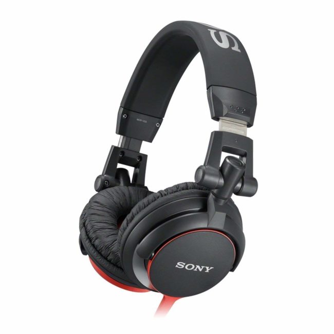 Sony MDR-V55 Wired DJ Style Headphones, Black/Red