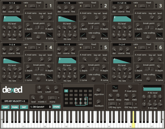 dexed FM plug-in instrument