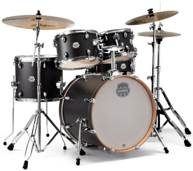 MAPEX ST5045FIK Storm 5 Piece Fusion Drum Set with Chrome Hardware, Ebony Blue Grain