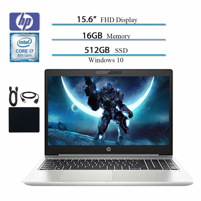 HP 2019 Premium Flagship Probook 450 G6 15.6 Full HD 1920x1080 Business Laptop, Intel 4-Core i7-8565U, Bluetooth, HDMI, Win 10 Pro, 16GB RAM, 512GB SSD