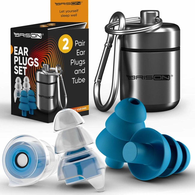 Noise Cancelling Ear Plugs for Sleeping [2 Pairs] Reusable Safe Silicone Earplugs Musicians Hearing Protection with High Fidelity Sound Reduction for Concerts Musicians