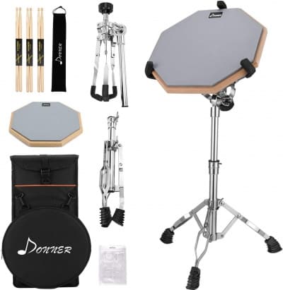 Donner Drum Practice Pad With Snare Drum Stand Adjustable Kit