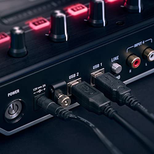 Numark NS6II | 4-Channel DJ Controller For Serato DJ backside with two usb