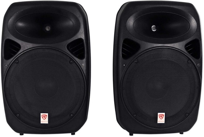 Rockville Dual 15 Powered Bluetooth +Mic+Speaker Stands+Cables, Version 2 (RPG152K V2)