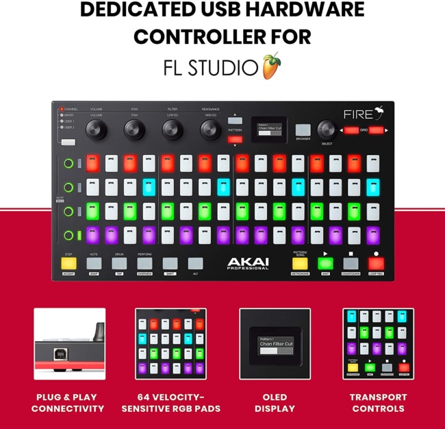 Akai Professional Fire | Performance Controller for FL Studio With Plug-And-Play USB Connectivity