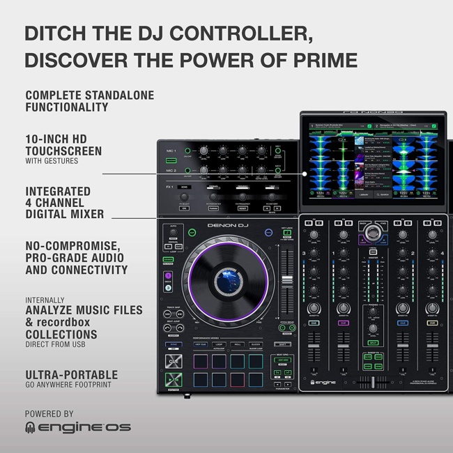 Denon DJ PRIME 4 | 4 Deck Standalone Smart DJ Console : Serato DJ Controller specs