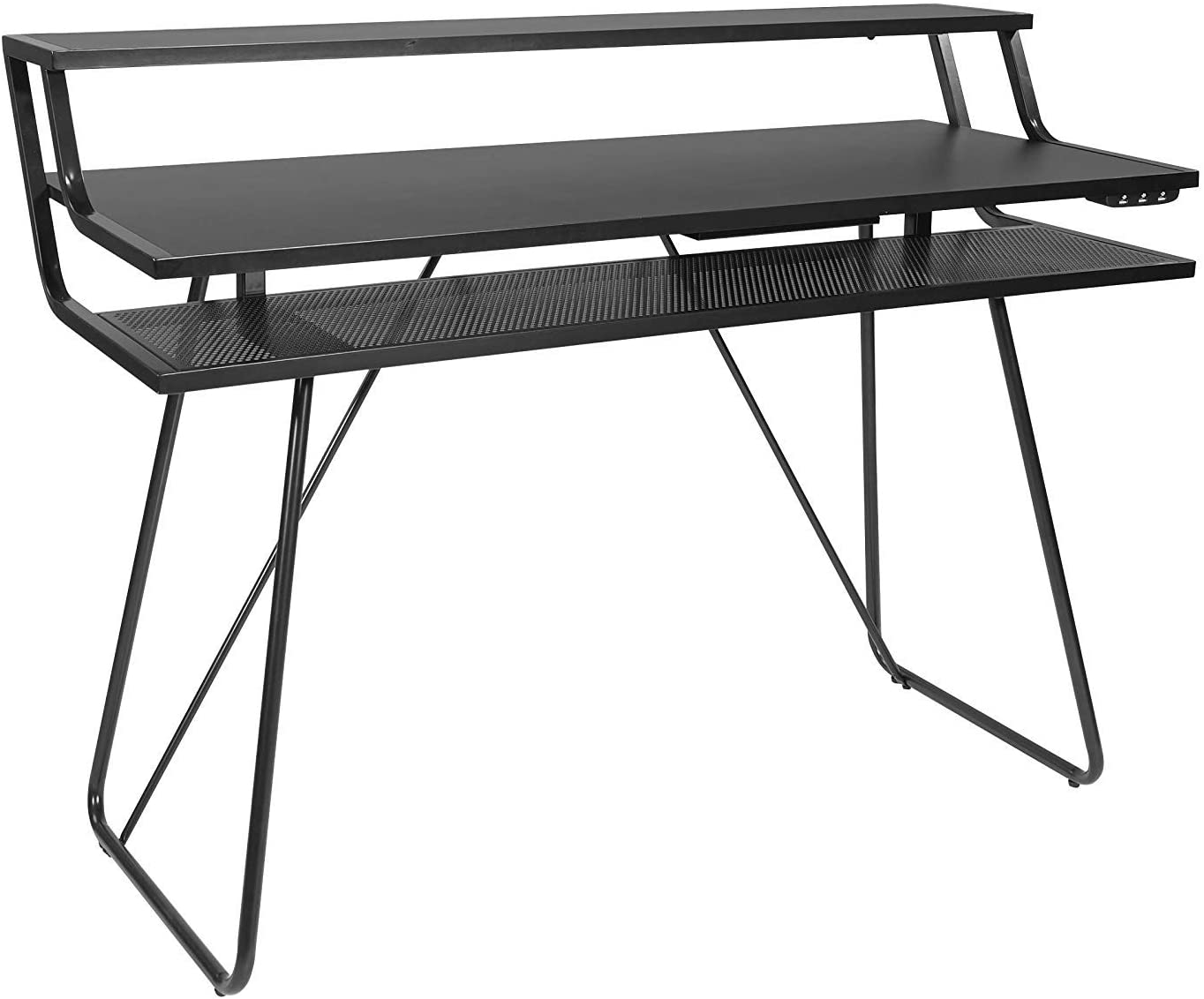 OSP Home Furnishings Glitch Battlestation Gaming Desk, Black