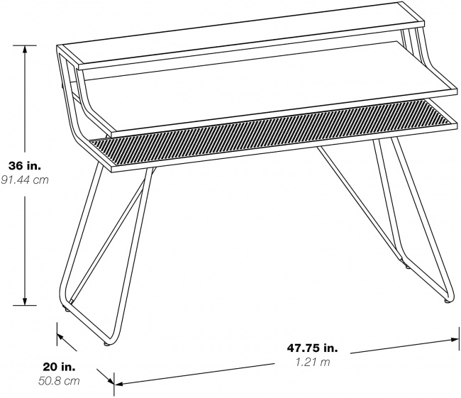 OSP Home Furnishings Glitch Battlestation Gaming Desk, dimensions