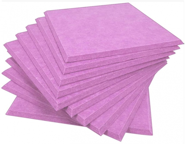 DEKIRU Upgraded 12 Pack Acoustic Panels Sound Proofing Padding Studio Foam, 12 X 12 X 0.4 Inches Bevled Edge Soundproofing Panels pink purple