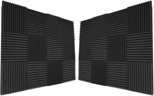 Foamily 12 Pack- All Burgundy Acoustic Panels Studio Foam Wedges 1 X 12 X 12 black