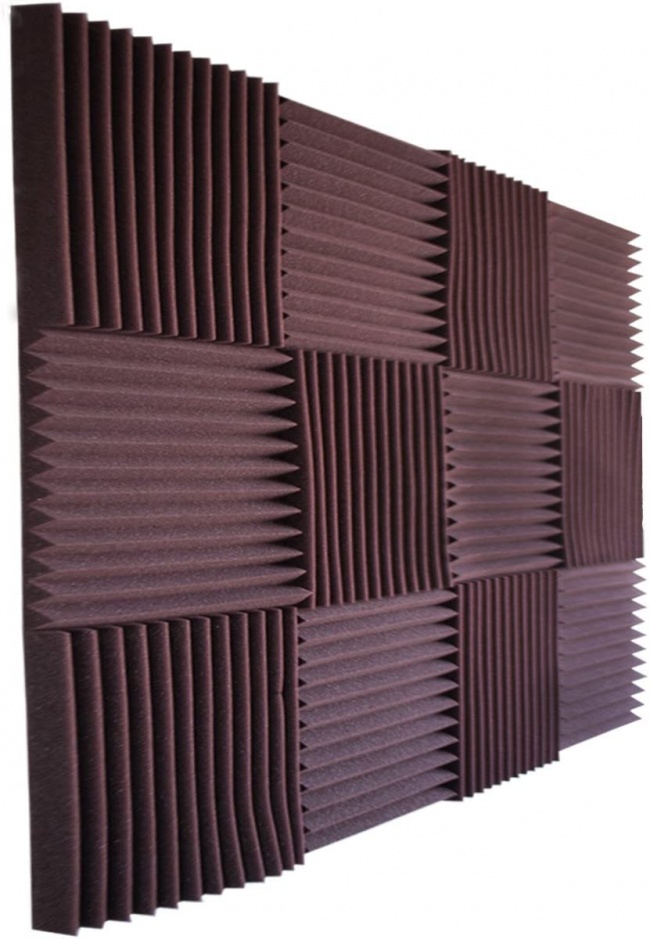 Foamily 12 Pack- All Burgundy Acoustic Panels Studio Foam Wedges 1 X 12 X 12 burgundy