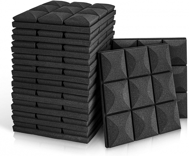 Acoustic Foam Panels, 2 X 12 X 12 Mushroom Studio Wedge Tiles black