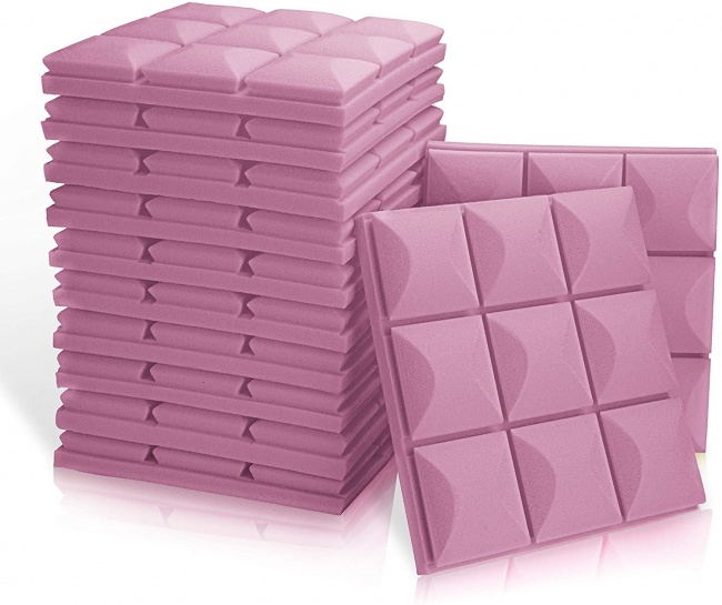 acoustic Foam Panels, 2 X 12 X 12 Mushroom Studio Wedge Tiles pink