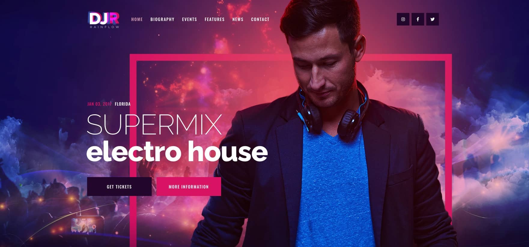 DJ Rainflow Music Band & DJ WordPress Theme